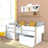 Image de Lit mi-hauteur ZEPHIR 90x190 + 2 grands tiroirs + sommier / Blanc & vernis naturel
