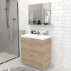 Image de Meuble sous-vasque 3 tiroirs MARBELLA 80 cm + vasque / Décor Chêne blanchi