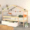 Image de Lit cabane MIKA 90x190 + sommier + 2 tiroirs / Bois clair & blanc