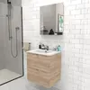 Image de Meuble sous-vasque 2 tiroirs MALAGA 60 cm + vasque / Décor Chêne blanchi