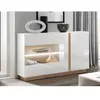Image de VENTE-UNIQUE Buffet MURARI - Avec LEDs - Blanc brillant et chêne