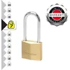 Image de Master Lock 2950EURD Cadenas à Clé Extra Fin en Laiton et Anse Longue, Doré, 11,5 x 5 x 1,7 cm