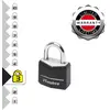 Image de Master Lock 9120EURTBLK Lot de 2 Cadenas à Clé en Aluminium Massif recouvert de Vinyle, noir, 2 x 3,4 x 1,4 cm