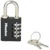 Image de Master Lock 7641EURDBLK Cadenas à combinaison et clé de secours pour un usage intérieur, 78 x 40 x 16 mm
