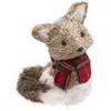 Image de Renard avec Écharpe Marron Glacé 20cm Naturel