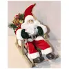 Image de Fééric Christmas Père Noël Velours Luge - Rouge