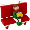 Image de Accessoire Village de Noël Lutin sur Banc 6cm Rouge