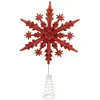 Image de Cimier de Sapin Pailleté Flocon 23cm Rouge