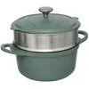 Image de Cocotte Avec Panier Vapeur Kirk 24cm Vert Olive