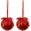Image de Lot de 2 Boules de Noël Pailletées 6cm Rouge