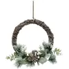 Image de Couronne de Noël Enneigée Branches 28cm Multicolore