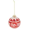 Image de Boule de Noël en Verre Ho Ho Ho 9cm Rouge & Blanc