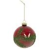 Image de Boule de Noël en Verre Branches 9cm Rouge