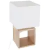 Image de Atmosphera Lampe à poser bois carrée - Beige