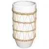 Image de Vase rond céramique et rotin - Blanc