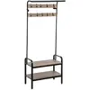 Image de Porte-manteaux d'entrée design industriel Jano - L. 73 x H. 170 cm - Noir