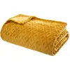 Image de Plaid en flanelle détails losanges en 3D - 230x180 cm - Jaune ocre