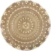 Image de Tapis en jute à motifs - D. 115 cm - Beige et Doré