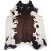 Image de Tapis en polyester, effet peau de vache - 100x94 cm - Marron et blanc