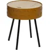 Image de Table d'appoint coffre scandi Shiro - Diam. 38 x H. 45 cm - Jaune moutarde