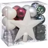 Image de Kit Décoration pour sapin de Noël - 44 Pièces - Blanc, vert, bleu et argent