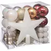 Image de Kit Décoration pour sapin de Noël - 44 Pièces - Blanc, doré, cuivré et rouge