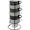 Image de Lot de 6 Mugs sur Rack Ethnik 26cl Noir & Blanc