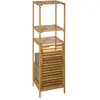 Image de Etagère de salle de bain en bambou avec panière à linge intégrée - Hauteur 118 cm