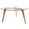 Image de Table basse ronde design bois et verre Alexia - Diam. 80 x H. 45 cm - Beige