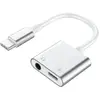 Image de Force Power Adaptateur 2 en 1 USB-C vers Jack 3.5mm/USB-C Renforcé Blanc