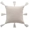 Image de Housse de Coussin à Pompons Ines 40x40cm Beige