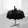 Image de Nappe Ronde Imprimée Shantung 180cm Noir