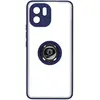 Image de Avizar Coque pour Xiaomi Redmi A1 et A2 Bi-matière Bague Métallique Support Vidéo Bleu