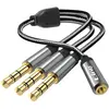 Image de LinQ Adaptateur Splitter Jack 3.5mm femelle vers 3x Jack 3.5mm mâle Gris