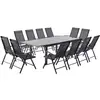 Image de Table de jardin et 12 chaises en aluminium gris RAVENNE