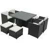 Image de Table et chaises 8 places encastrables en résine gris-blanc MIAMI