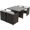 Image de Table et chaises 4 places encastrables résine marron-blanc MIAMI