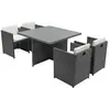 Image de Table et chaises 4 places encastrables en résine gris-blanc MIAMI