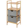Image de Etagère de salle de bain en bambou 2 Tiroirs - H. 96 cm - Gris