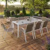 Image de Salon de jardin MADRID table 190 cm et 8 chaises - Blanc/Beige