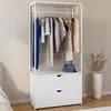 Image de Dressing penderie 2 tiroirs L. 80 cm BROOKLYN bois blanc et métal blanc