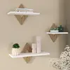 Image de Lot de 3 étagères murales IRIS façon hêtre et blanc