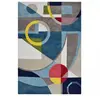 Image de tapis salon 160x230 fait à la main en coton BIO bleu et gris rectangle