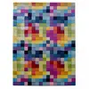 Image de tapis salle à manger 200x290 fait main en laine multicolore rectangle motif damier