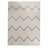 Image de tapis salle à manger 200x300 fait main en laine beige et noir motif berbère