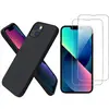 Image de Little Boutik Coque Pour iPhone 13 Silicone Noir + Verres Trempés