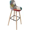 Image de Tabouret de bar scandinave patchwork Riga - H. 92 cm - Beige