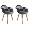 Image de Lot de 2 Fauteuils Déco Patchwork 85cm Bleu Gris