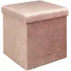 Image de Pouf coffre pliable en velours design Giulia - L. 38 x H. 38 cm - Rose