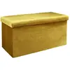 Image de Coffre banc pliable design velours Giulia - Jaune moutarde